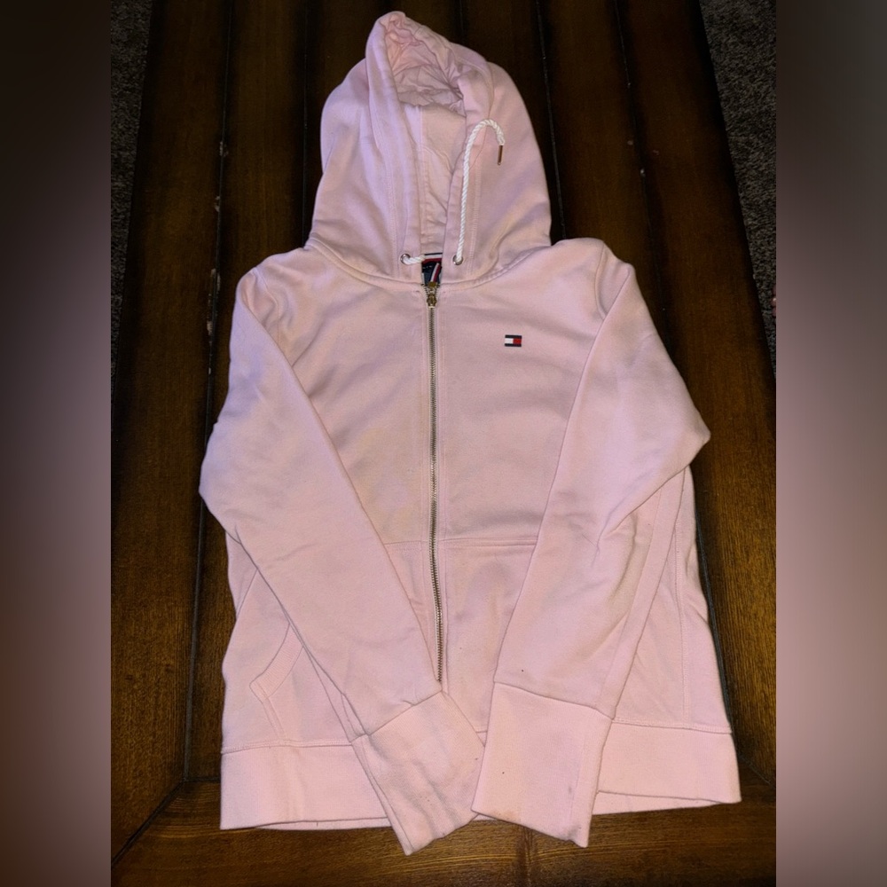 Pink Tommy Hilfiger Zip-up Sweater